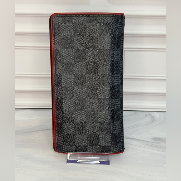 Louis Vuitton Damier Graphite Brazza Long Wallet | Red Interior | Box + Dust Bag - Picture 4 of 15
